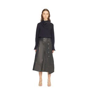 3.1 Phillip Lim NWT Black Leather Trench Skirt Size 6